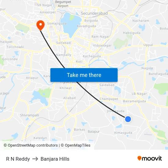 R N Reddy to Banjara Hills map