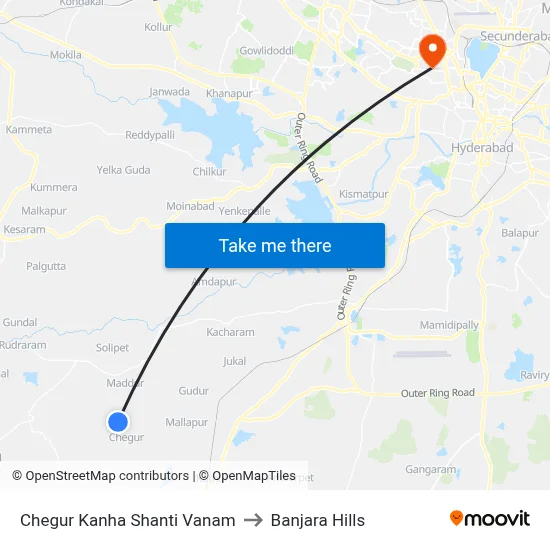Chegur Kanha Shanti Vanam to Banjara Hills map