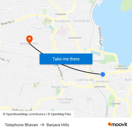 Telephone Bhavan to Banjara Hills map
