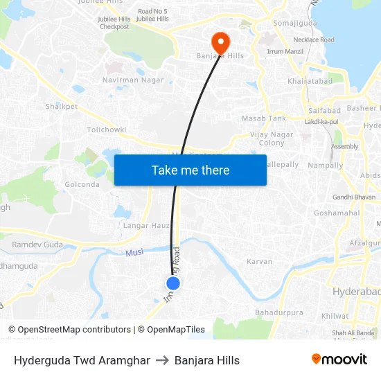 Hyderguda Twd Aramghar to Banjara Hills map