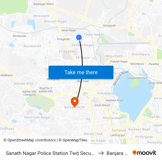 Sanath Nagar Police Station Twd Secunderabad to Banjara Hills map
