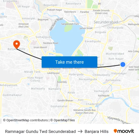 Ramnagar Gundu Twd Secunderabad to Banjara Hills map