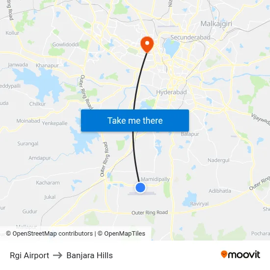 Rgi Airport to Banjara Hills map