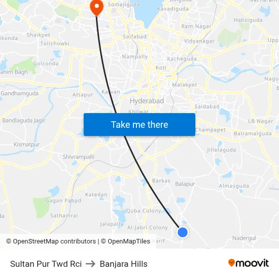 Sultan Pur Twd Rci to Banjara Hills map