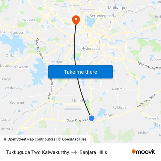 Tukkuguda Twd Kalwakurthy to Banjara Hills map