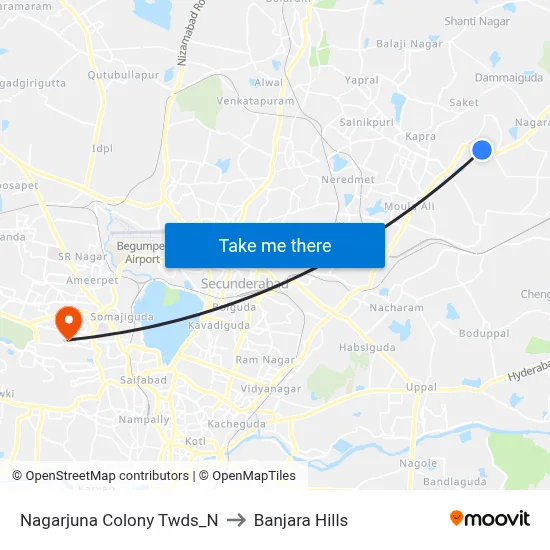Nagarjuna Colony Twds_N to Banjara Hills map