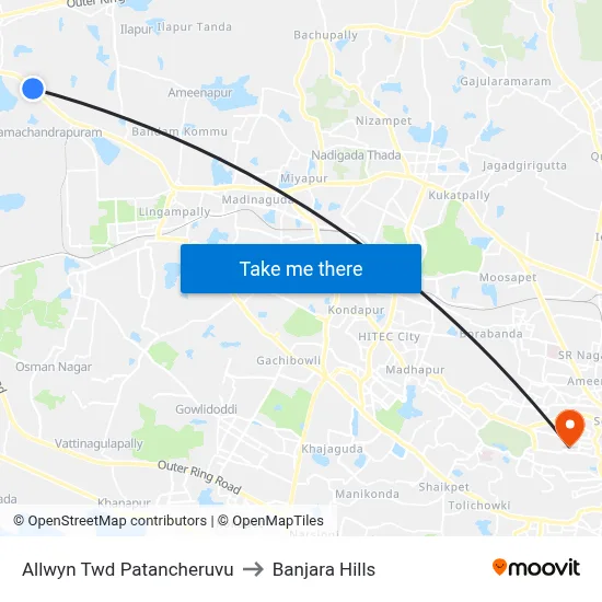 Allwyn Twd Patancheruvu to Banjara Hills map