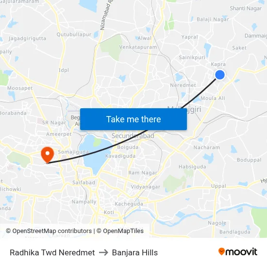 Radhika Twd Neredmet to Banjara Hills map