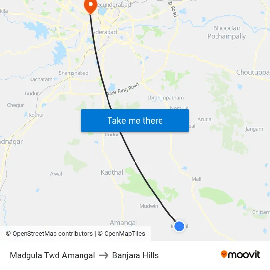 Madgula Twd Amangal to Banjara Hills map