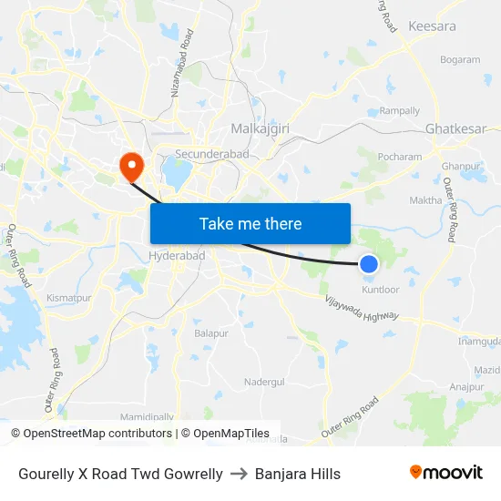 Gourelly X Road Twd Gowrelly to Banjara Hills map
