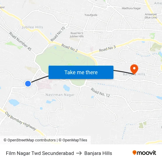 Film Nagar Twd Secunderabad to Banjara Hills map