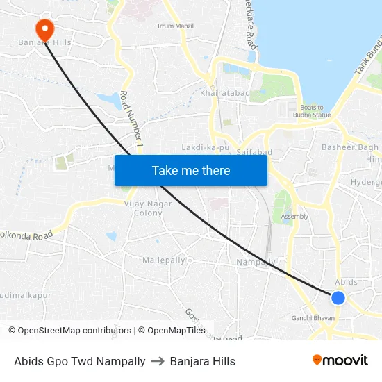 Abids Gpo Twd Nampally to Banjara Hills map