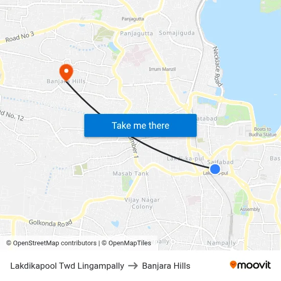 Lakdikapool Twd Lingampally to Banjara Hills map