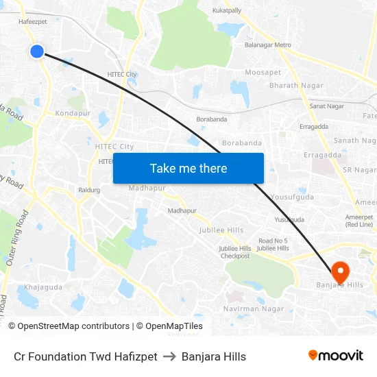 Cr Foundation Twd Hafizpet to Banjara Hills map