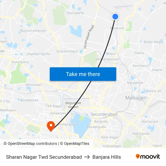 Sharan Nagar Twd Secunderabad to Banjara Hills map