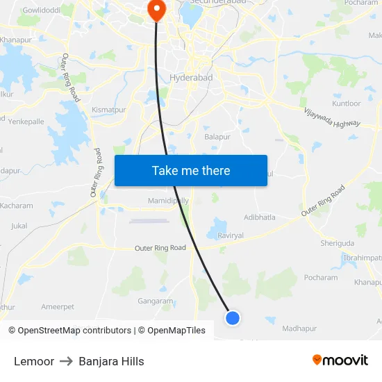 Lemoor Twd Anojiguda to Banjara Hills map
