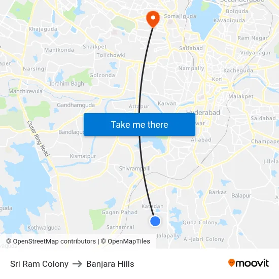 Sri Ram Colony to Banjara Hills map