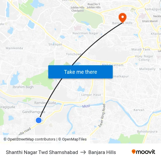 Shanthi Nagar Twd Shamshabad to Banjara Hills map