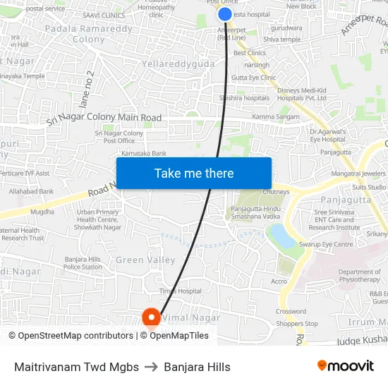 Maitrivanam Twd Mgbs to Banjara Hills map