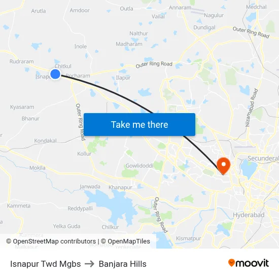 Isnapur Twd Mgbs to Banjara Hills map
