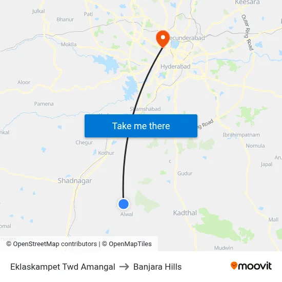 Eklaskampet Twd Amangal to Banjara Hills map