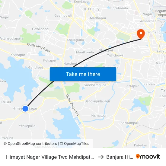 Himayat Nagar Village Twd Mehdipatnam to Banjara Hills map