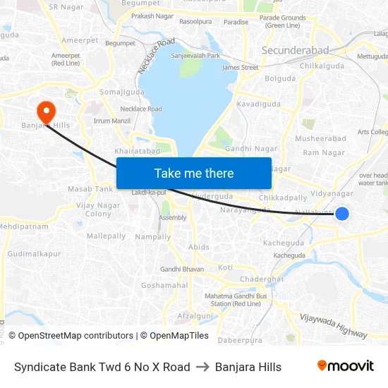 Syndicate Bank Twd 6 No X Road to Banjara Hills map