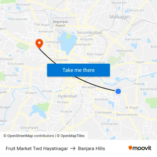 Fruit Market Twd Hayatnagar to Banjara Hills map