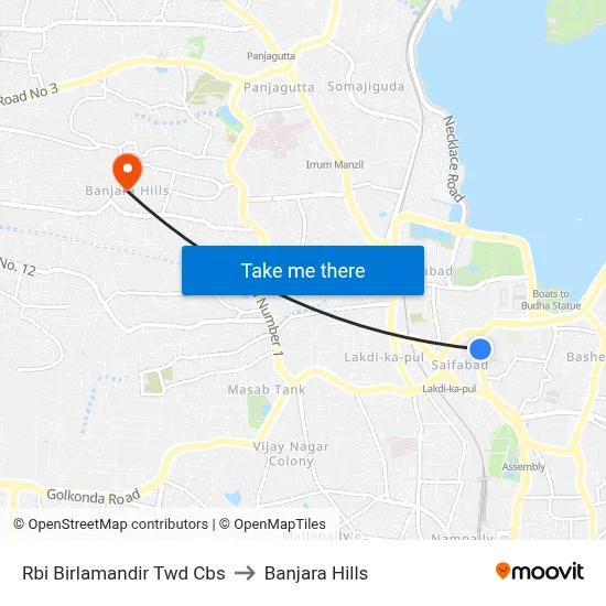 Rbi Birlamandir Twd Cbs to Banjara Hills map