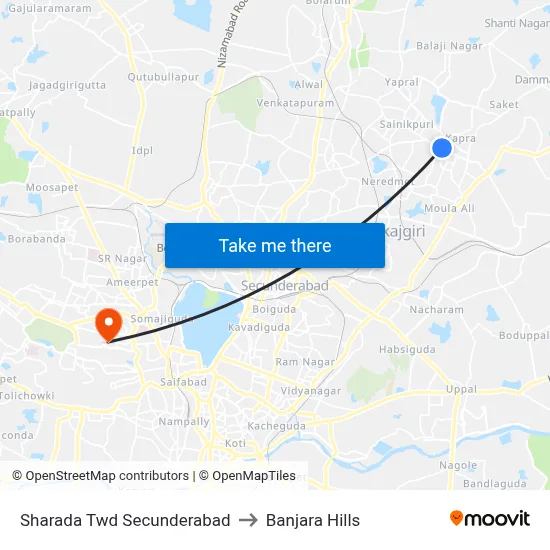 Sharada Twd Secunderabad to Banjara Hills map