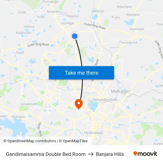 Gandimaisamma Double Bed Room to Banjara Hills map