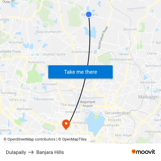 Doolapally Village Twd Kompalli to Banjara Hills map