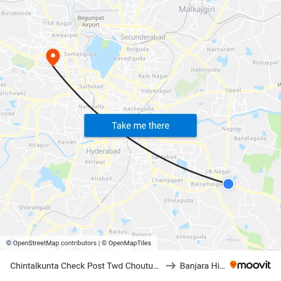 Chintalkunta Check Post Twd Choutuppal to Banjara Hills map