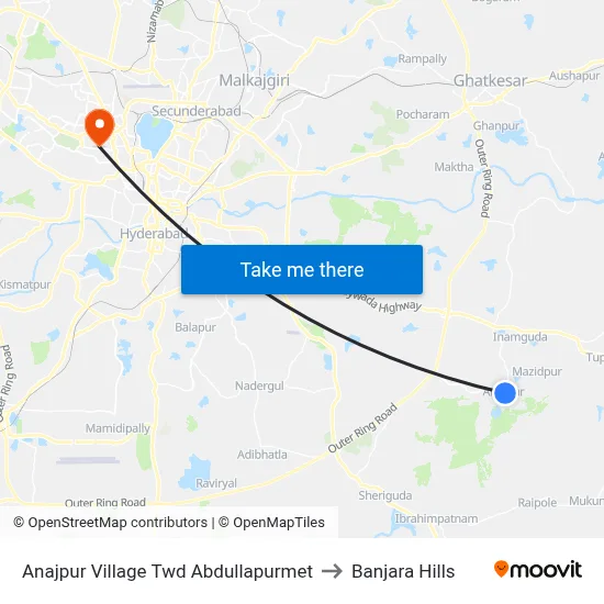 Anajpur Village Twd Abdullapurmet to Banjara Hills map