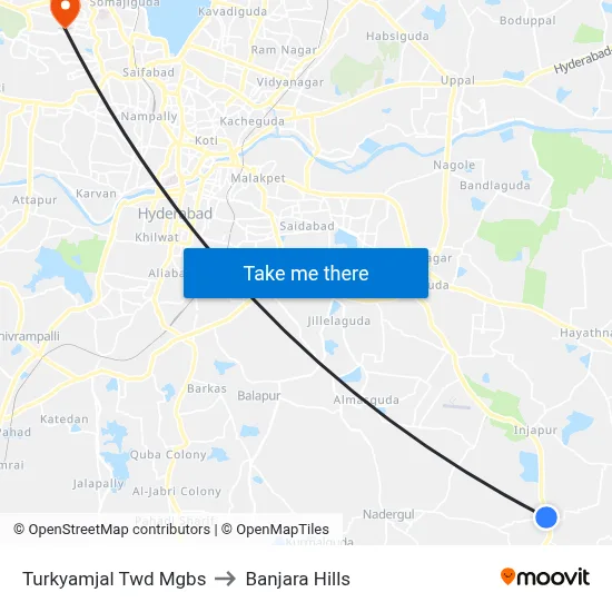Turkyamjal Twd Mgbs to Banjara Hills map
