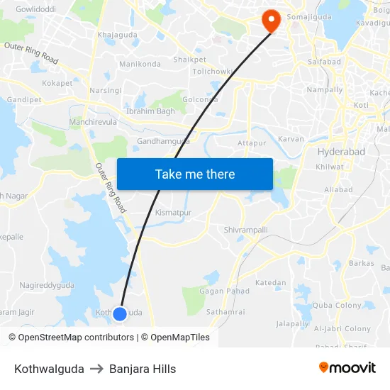 Kothwalguda to Banjara Hills map