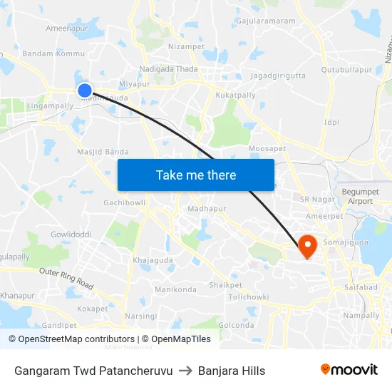 Gangaram Twd Patancheruvu to Banjara Hills map