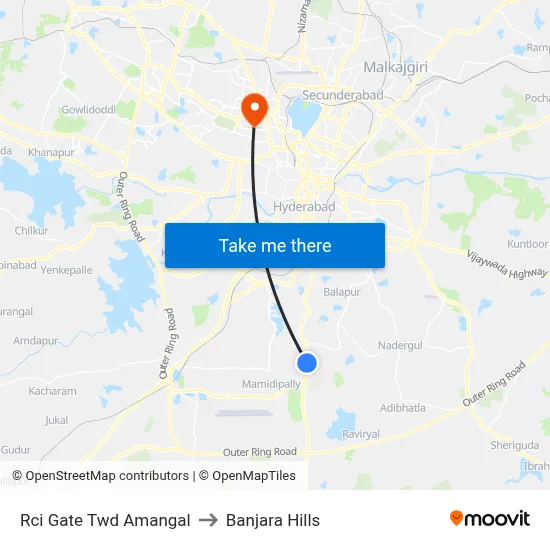 Rci Gate Twd Amangal to Banjara Hills map