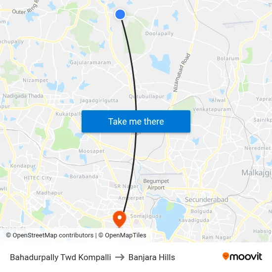 Bahadurpally Twd Kompalli to Banjara Hills map