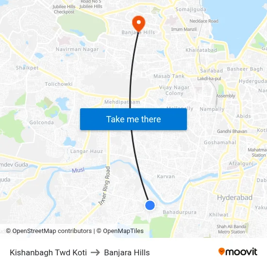 Kishanbagh Twd Koti to Banjara Hills map