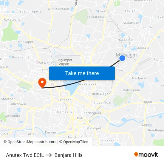 Anutex Twd ECIL to Banjara Hills map