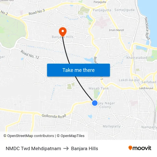 NMDC Twd Mehdipatnam to Banjara Hills map