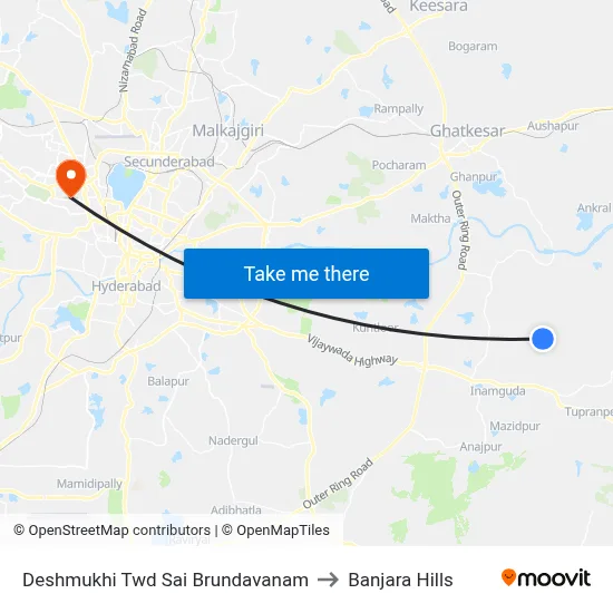 Deshmukhi Twd Sai Brundavanam to Banjara Hills map