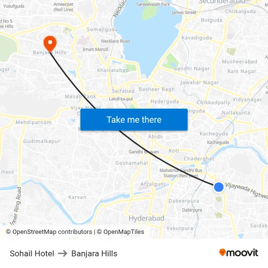 Malakpet Sohail Hotel Twd Is Sadan to Banjara Hills map