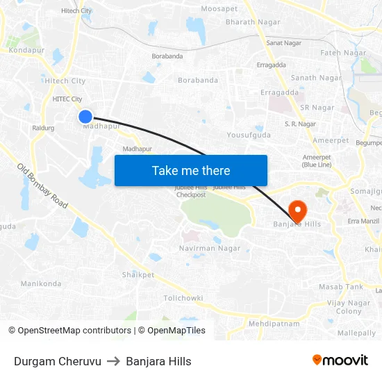 Durgam Cheruvu to Banjara Hills map