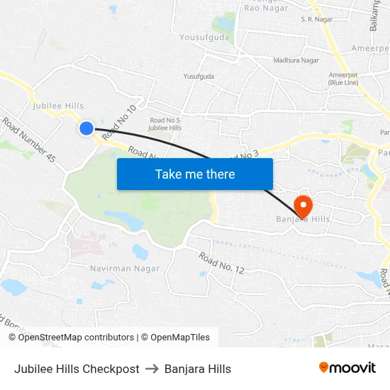 Jubilee Hills Checkpost to Banjara Hills map