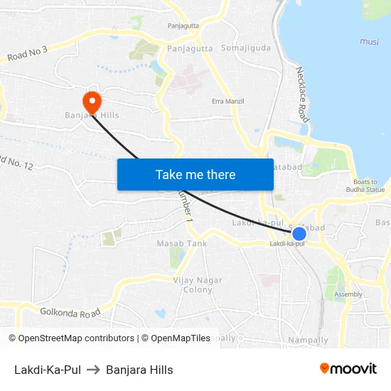Lakdi-Ka-Pul to Banjara Hills map