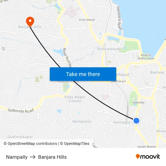 Nampally to Banjara Hills map