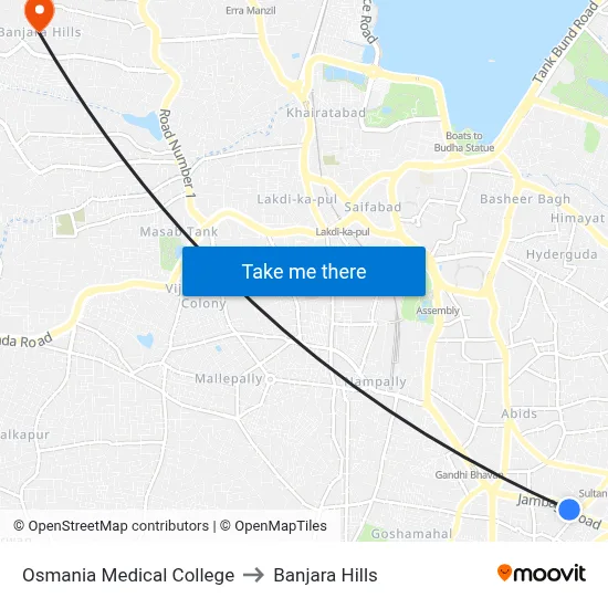 Osmania Medical College to Banjara Hills map