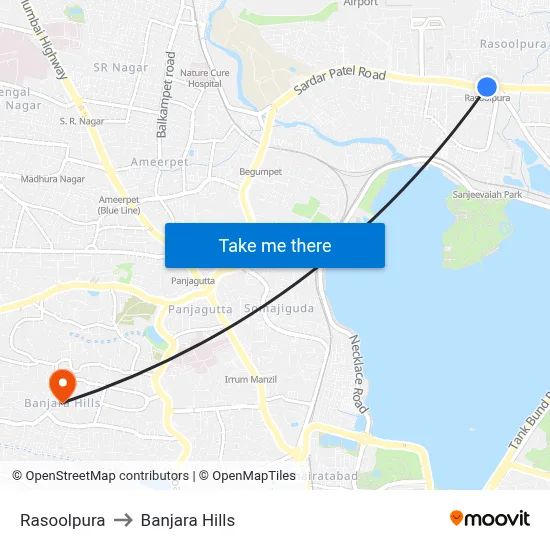 Rasoolpura to Banjara Hills map